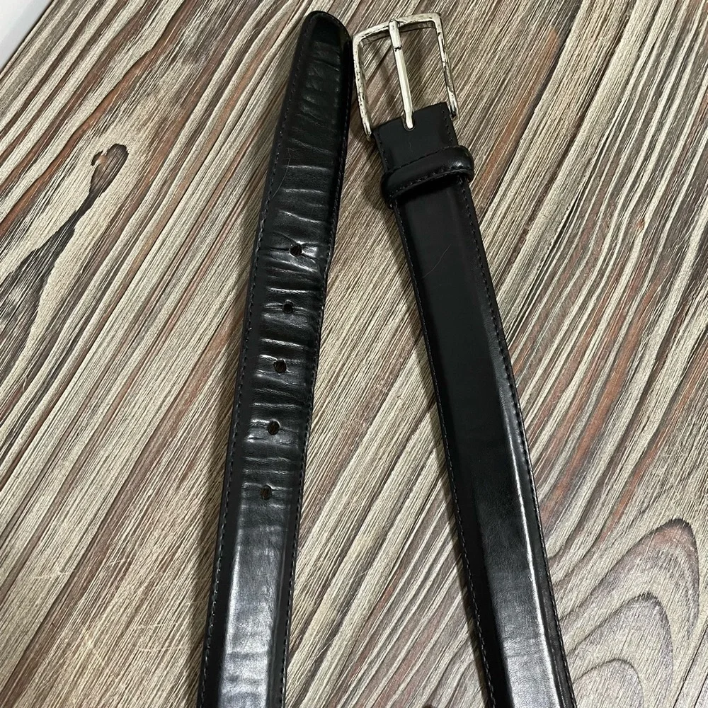 Vintage Martin Dingman Black Milled Finish Leather Belt Hand Made in USA Size 42
